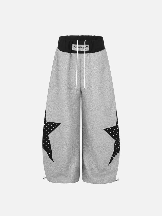 Polka-Dot Star-Appliqué Baggy Sweatpants