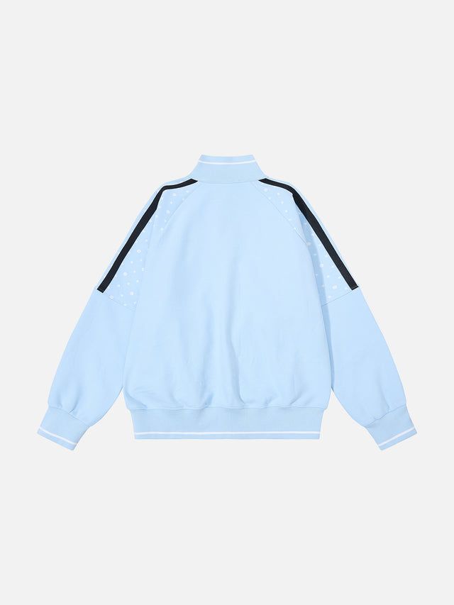 Star-Print Striped-Trim Oversized Track Jacket