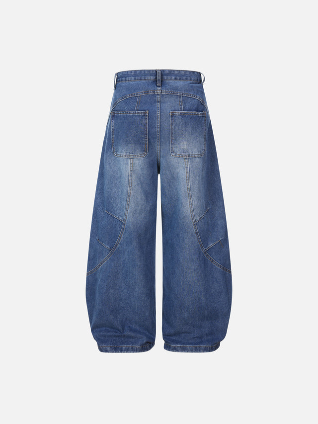 Curved-Panel Baggy Jeans