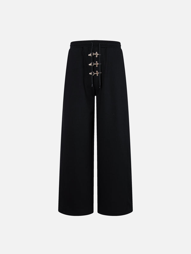 Clasp-Buckle Straight-Leg Sweatpants