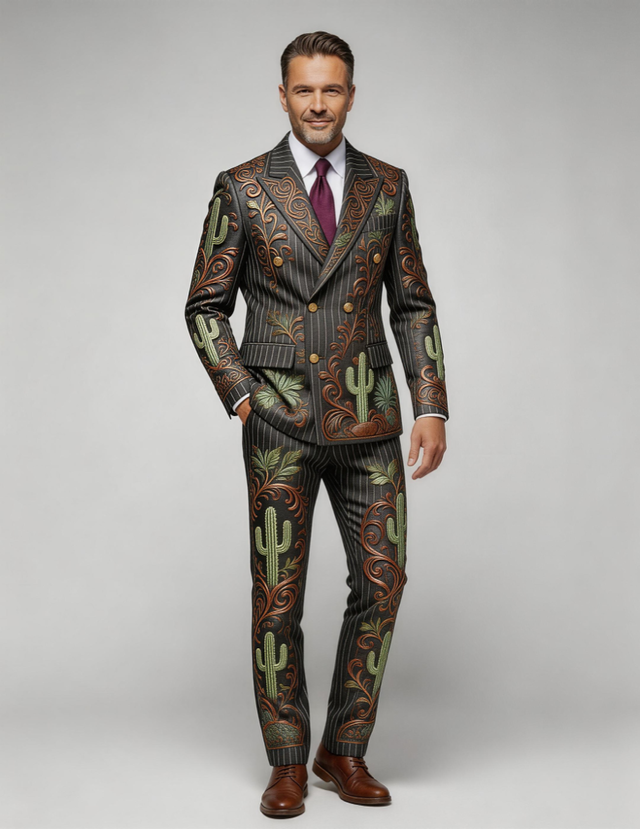 Men's Business Dinners And Weddings Striped Suit