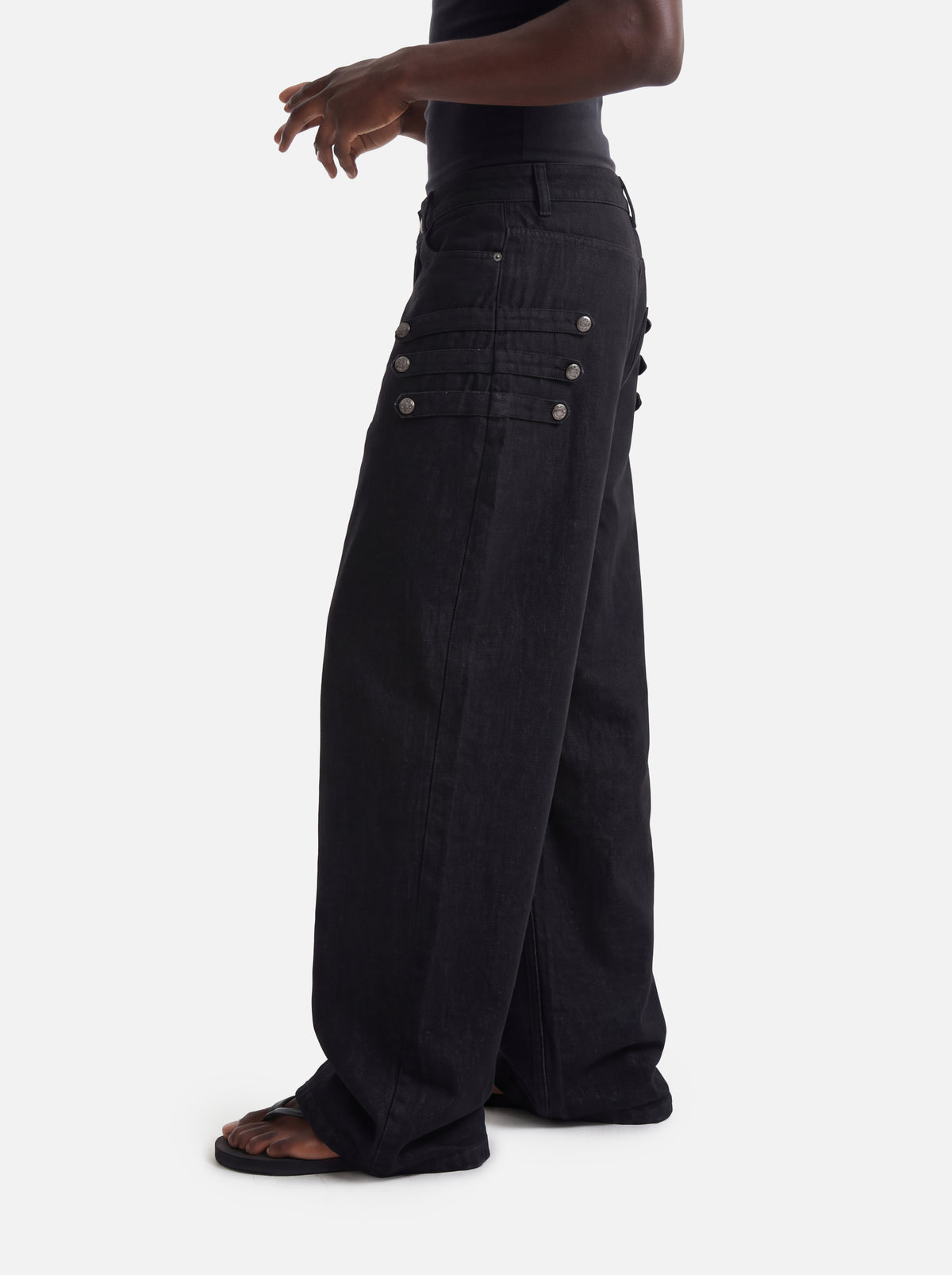 Military Buttoned Multi-Tab Baggy Balloon Jeans