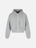 Rhinestone Bow-Graphic Boxy Zip-Up Hoodie