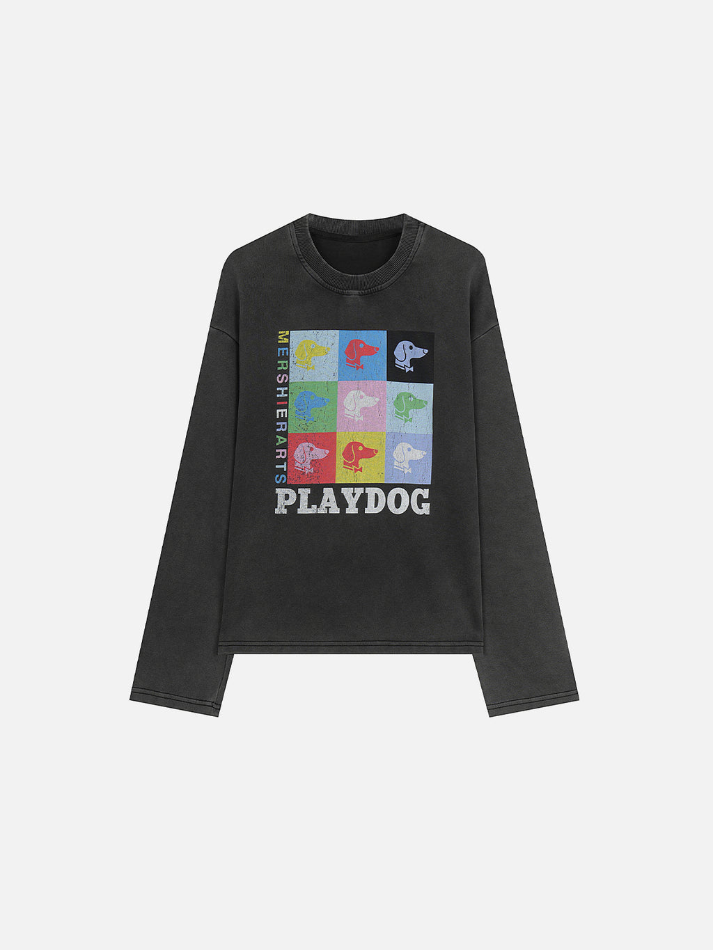 Dog Pop-Art Graphic Washed Boxy Sweatshirt