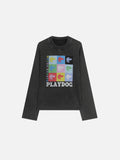 Dog Pop-Art Graphic Washed Boxy Sweatshirt