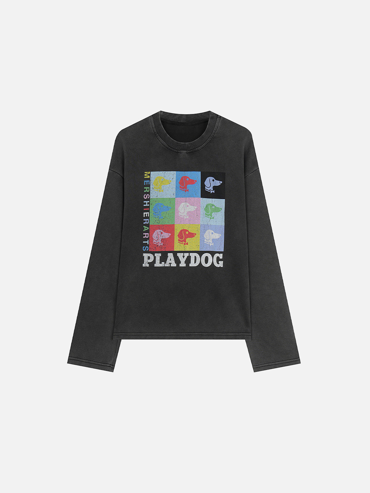 Dog Pop-Art Graphic Washed Boxy Sweatshirt