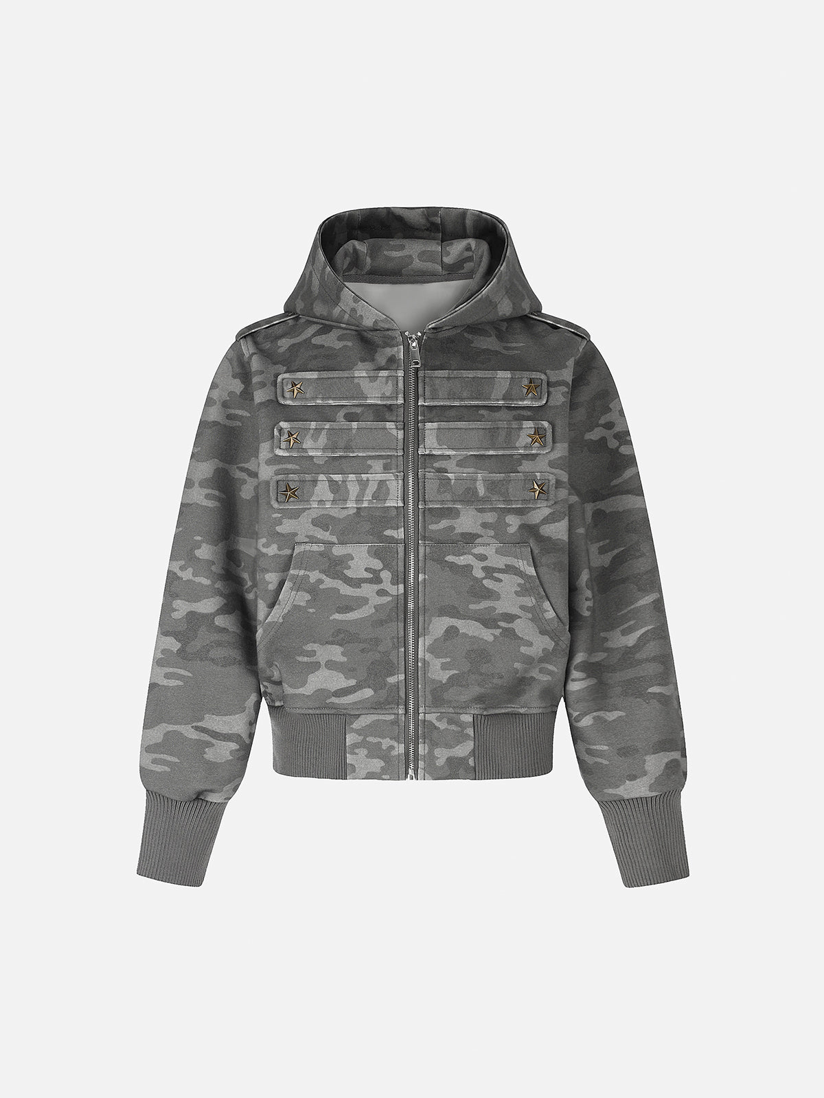 Star-Shaped Studded Boxy Zip-Up hoodie