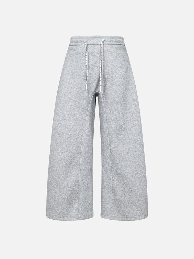 Curved-Seam Drawstring Baggy Barrel Sweatpants