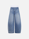 Scroll-Embroidered Baggy Jeans