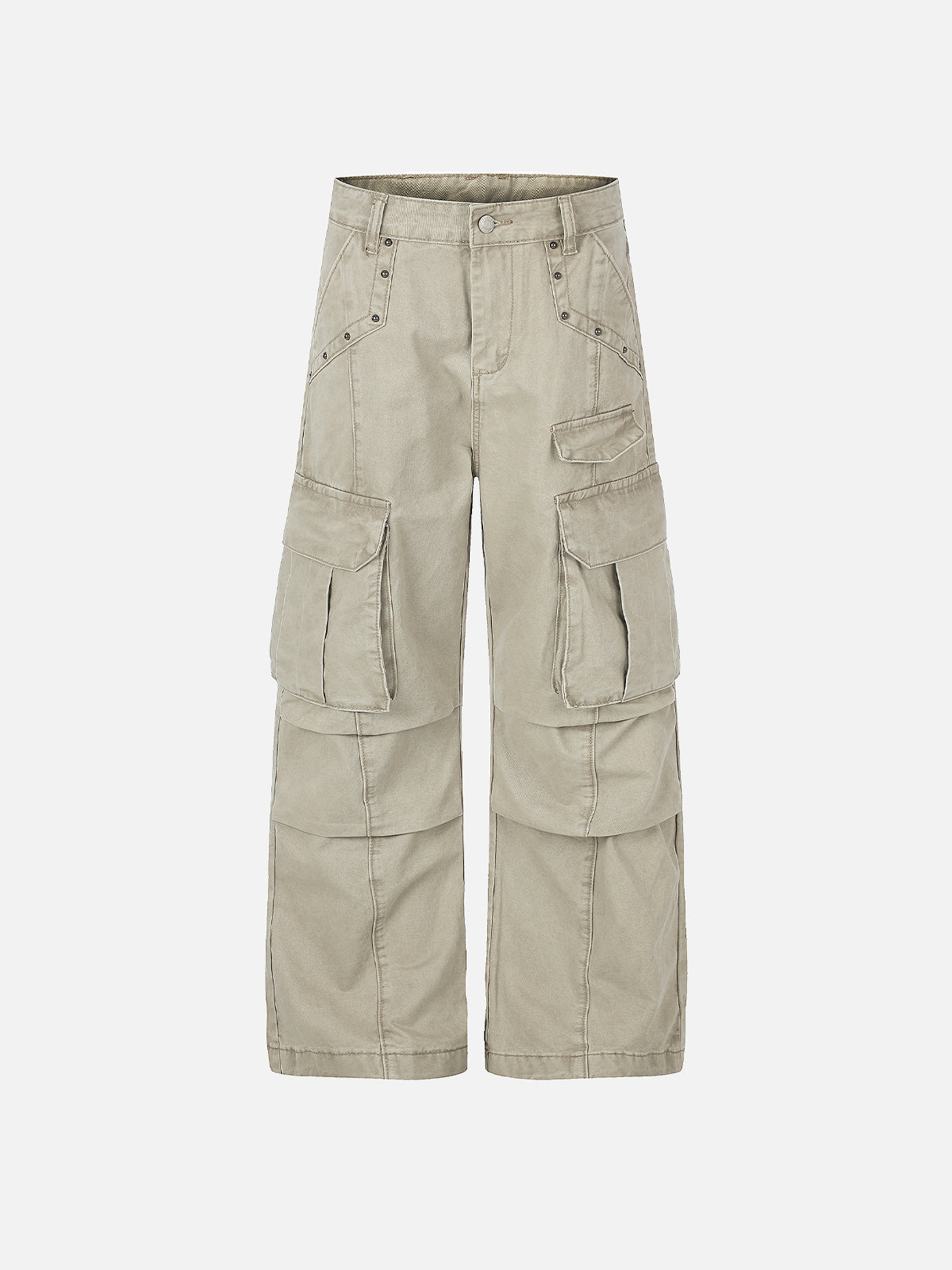 Multi-Pocket Riveted Straight Cargo Pants