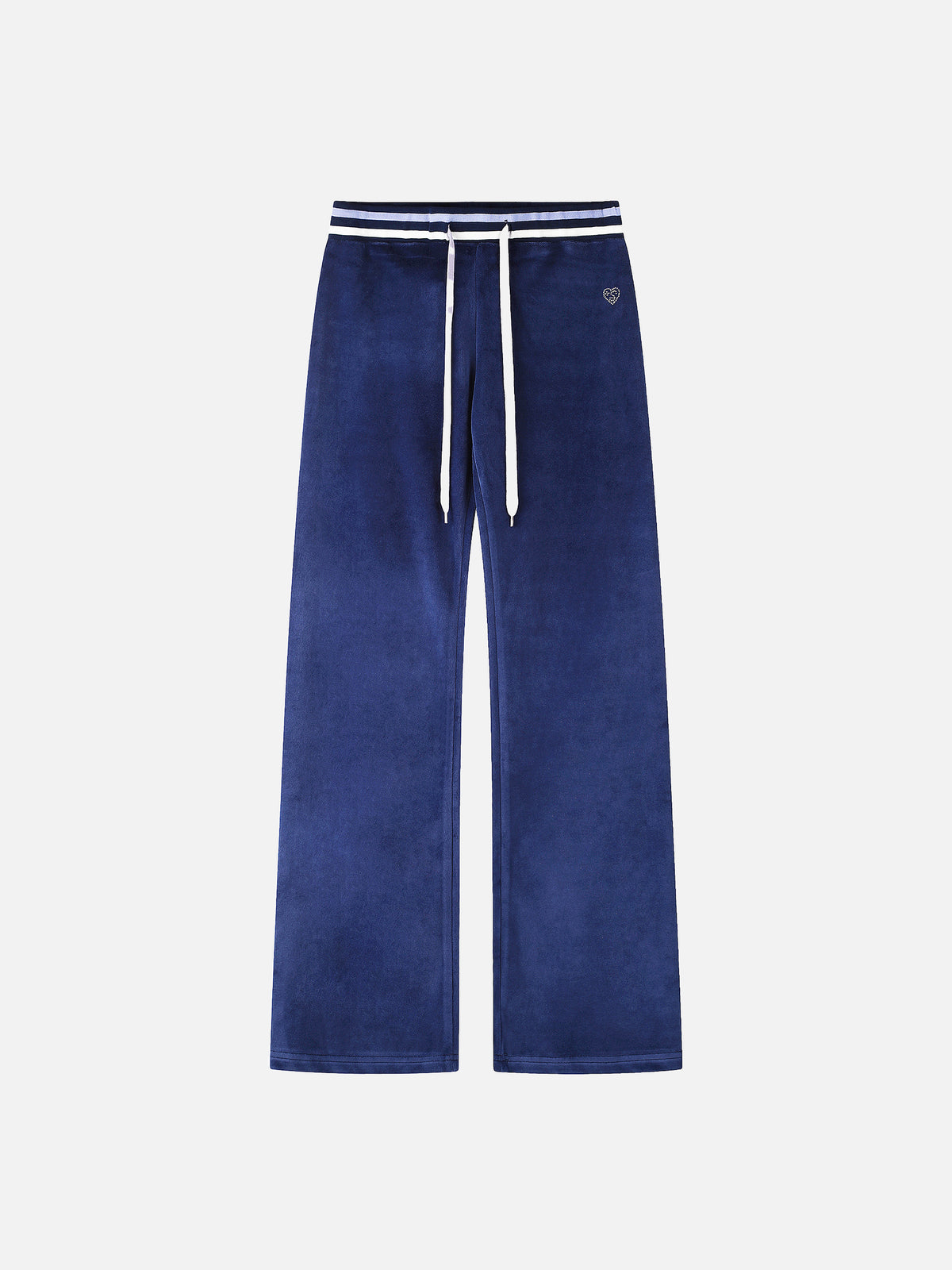 Rhinestone Studded Velour Straight-Leg Pants