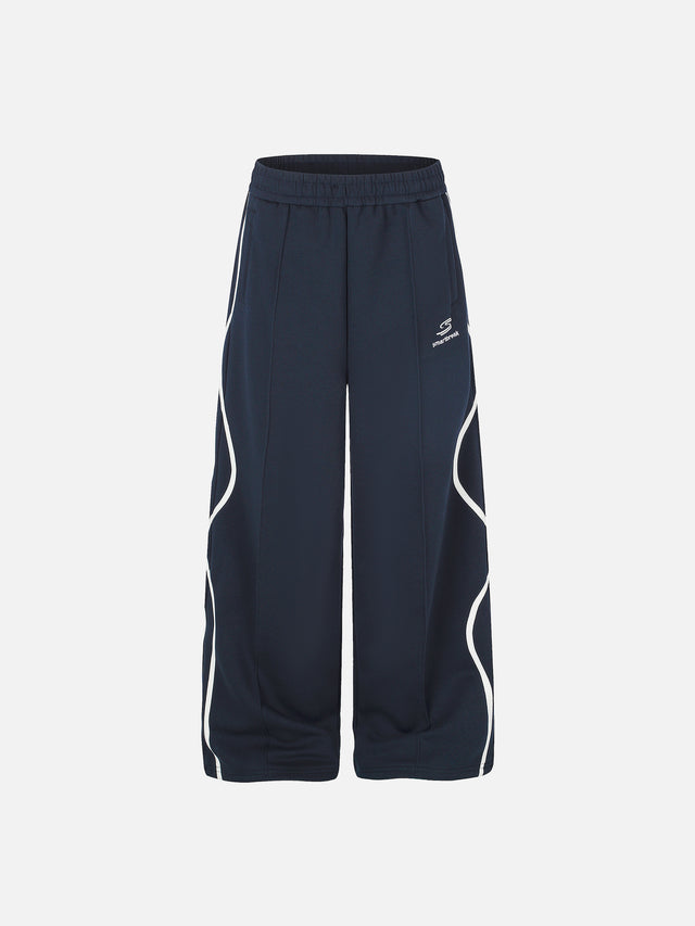 Wavy-Piped Embroidered Baggy Track Pants