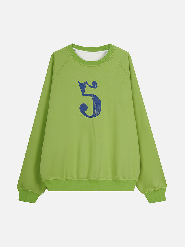 Number-Graphic Raglan-Sleeve Boxy Sweatshirt