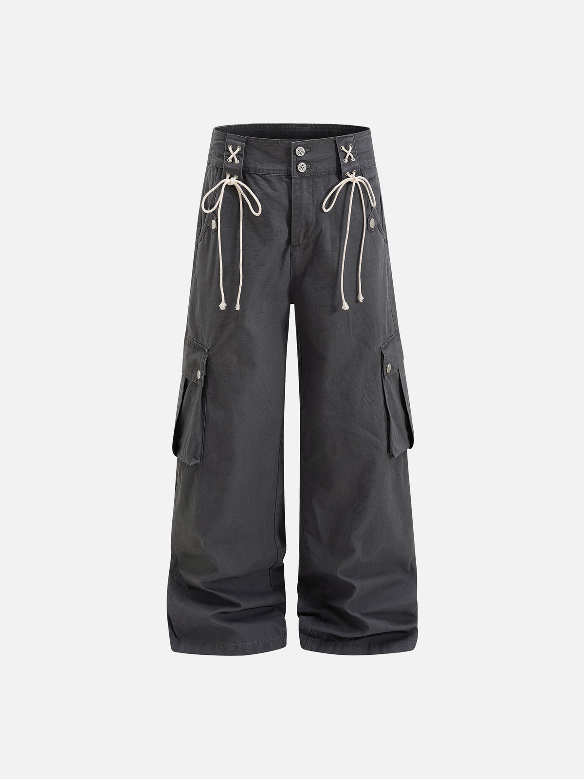 Lace-Up Detail Flap Cargo Baggy Pants