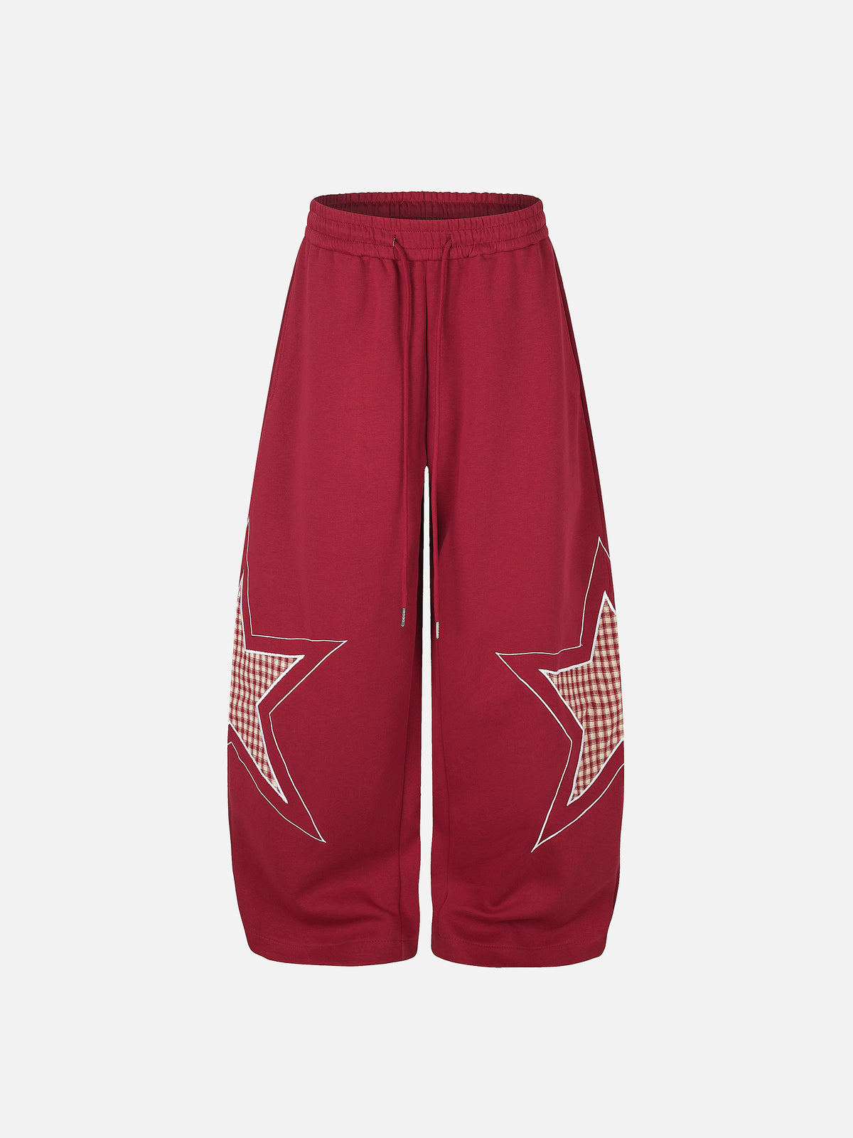 Plaid Star-Panel Baggy Sweatpants