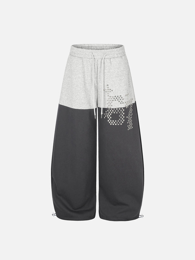 Number 67 Pyramid Studded Colorblock Baggy Sweatpants
