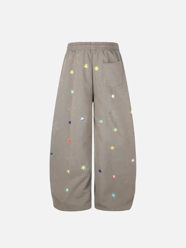 Multi-Star Print Graphic Baggy Balloon Sweatpants