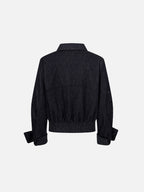 Polka-Dot Panelled Boxy Denim Jacket
