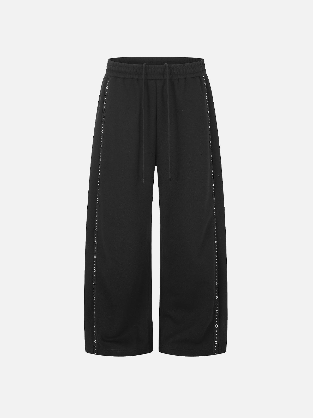 Eyelet-Studded Paneled Baggy Sweatpants