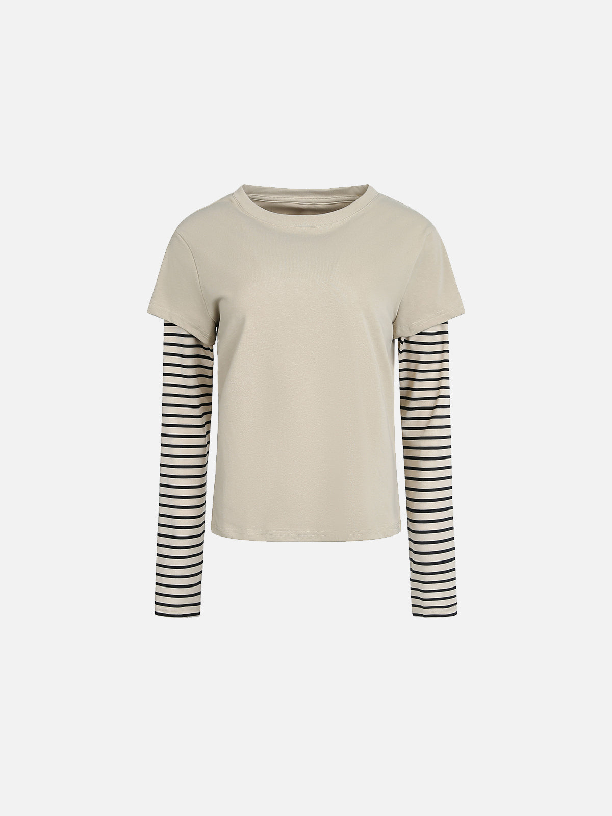 Striped Double-Layer Long-Sleeve Slim T-Shirt