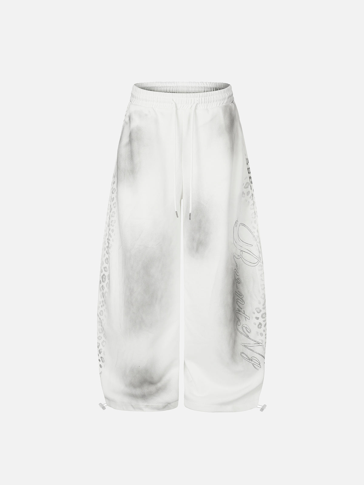 Faded Leopard-Print Script Graphic Baggy Sweatpants