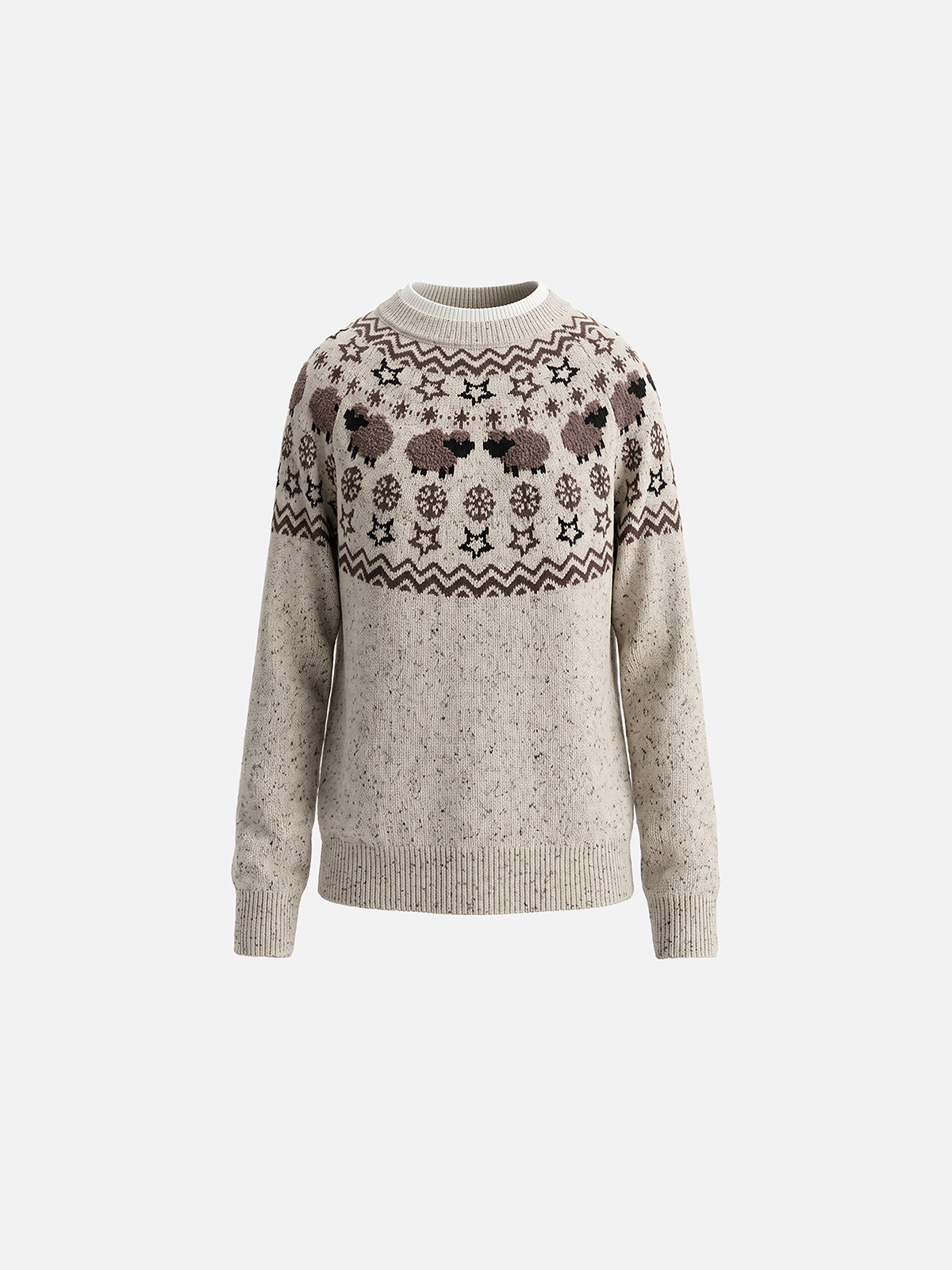 Nordic Fair Isle Sheep Pattern Oversized Knit Sweater