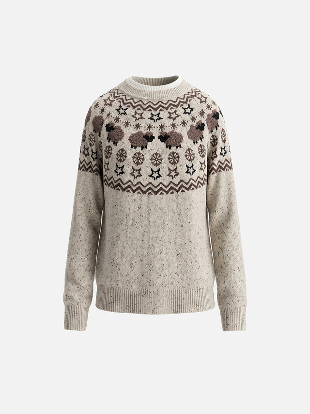 Nordic Fair Isle Sheep Pattern Oversized Knit Sweater