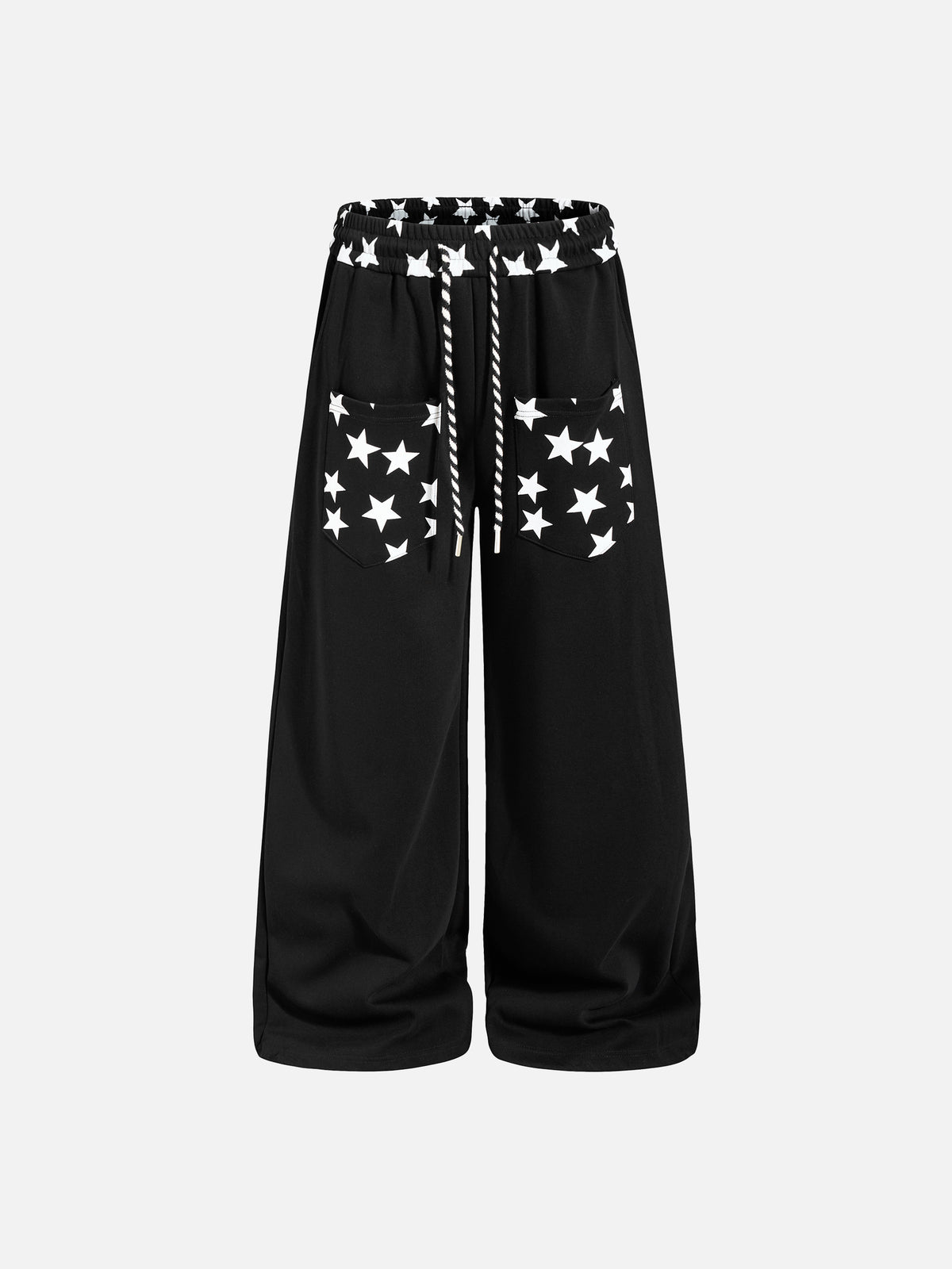 Star-Print Double-Waistband Baggy Sweatpants