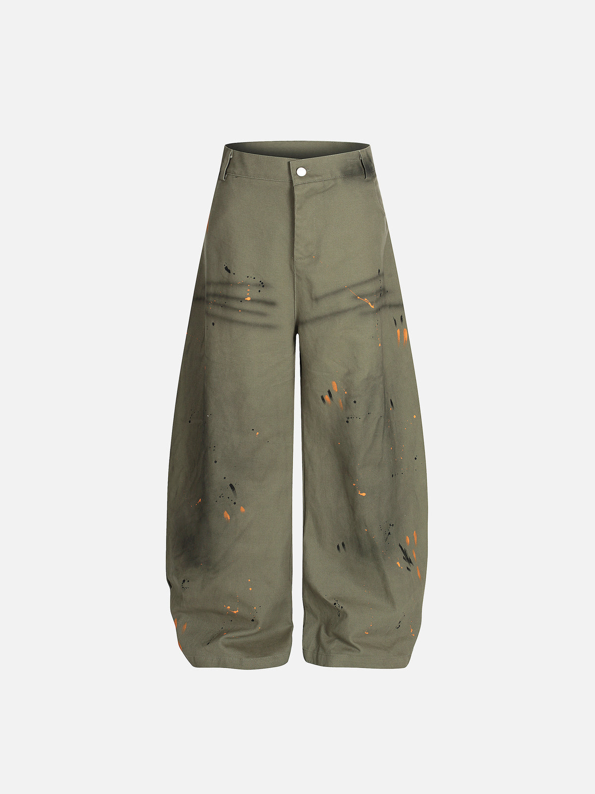 Paint-Splatter Smudge-Detail Curved Baggy Pants