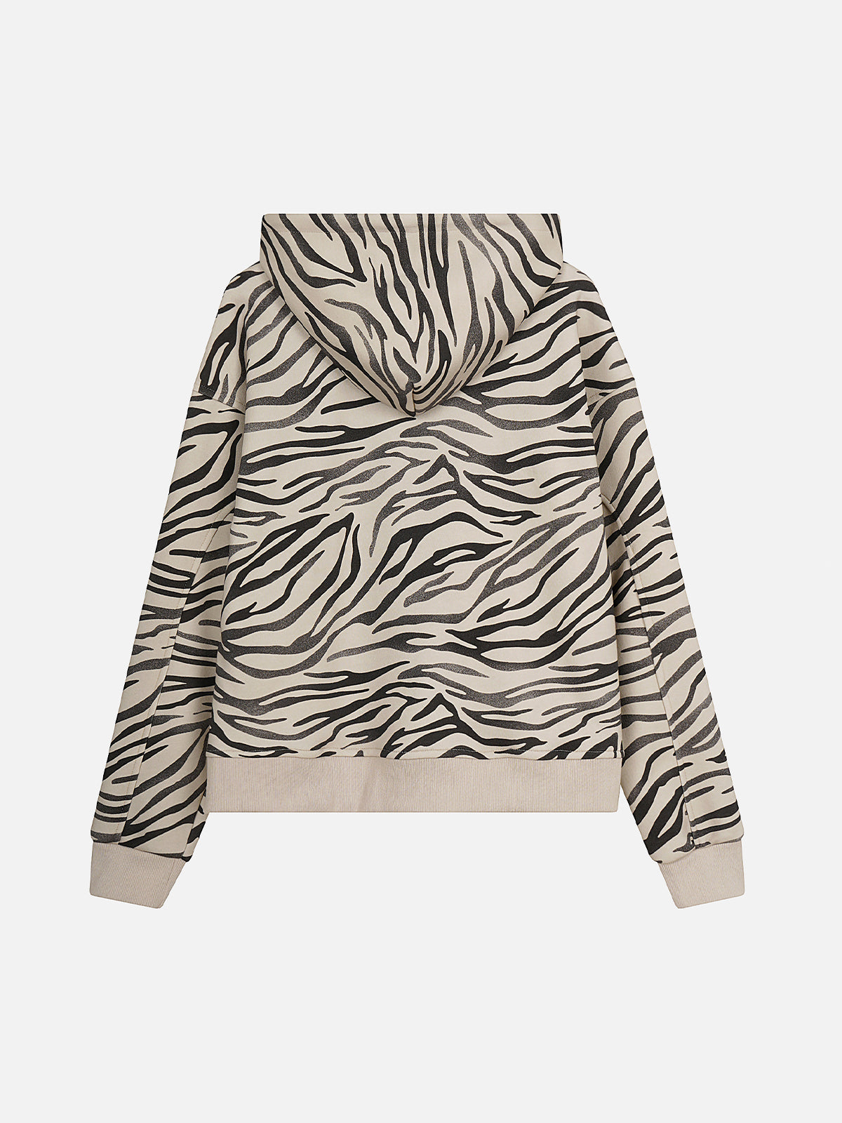 All-Over Tiger Zebra Animal Pattern Boxy Zip Hoodie