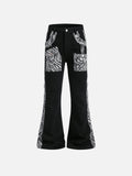 Zebra-Print Raw-Hem Flared Jeans