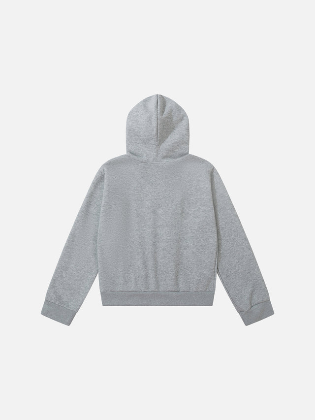 Military Braid-Trim Boxy Zip-Up Hoodie