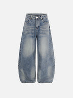 Rhinestone-Embellished Balloon Baggy Jeans