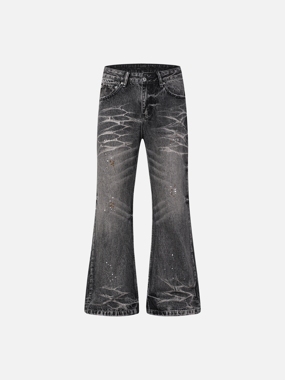 Cobweb Bleached Whiskered Flared Denim Jeans