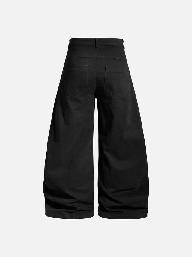 Hardware-Detail Draped Baggy Jeans