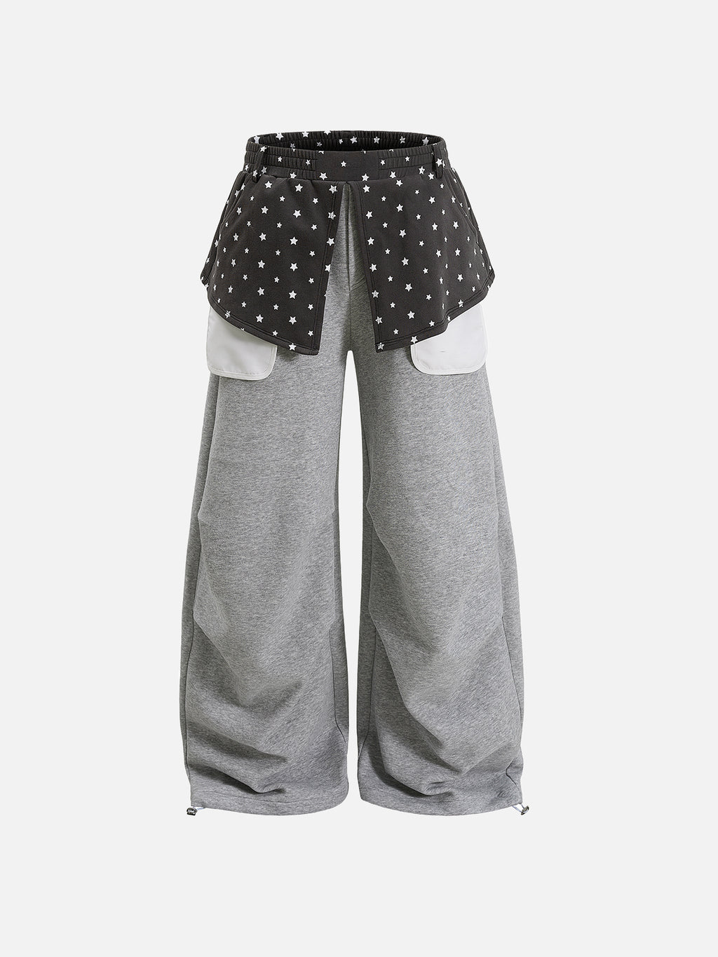 Star-Print Skirt-Overlay Baggy Sweatpants