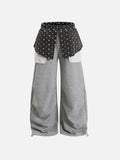 Star-Print Skirt-Overlay Baggy Sweatpants