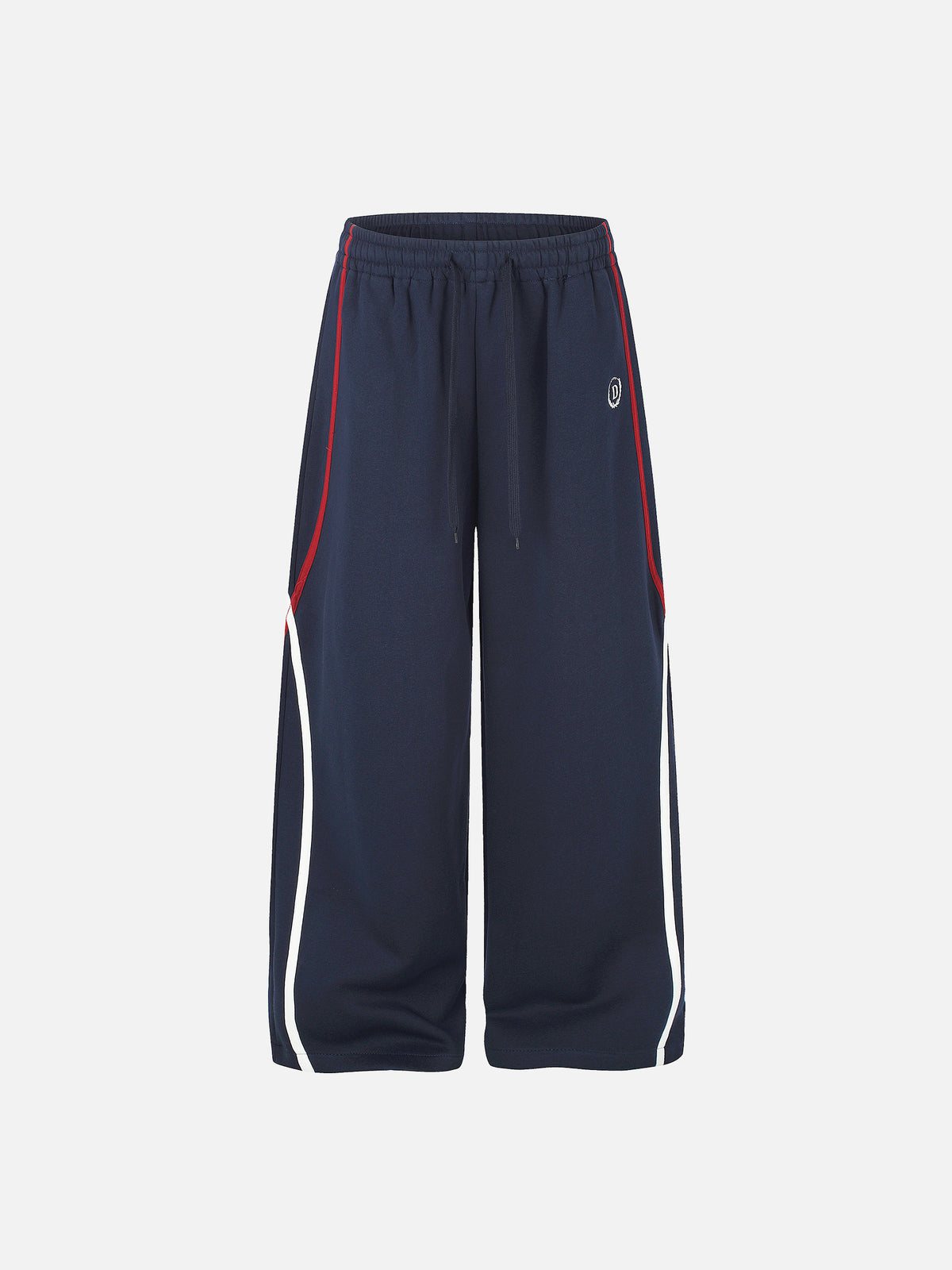 Contrast-Piped Curved-Seam Baggy Track Pants