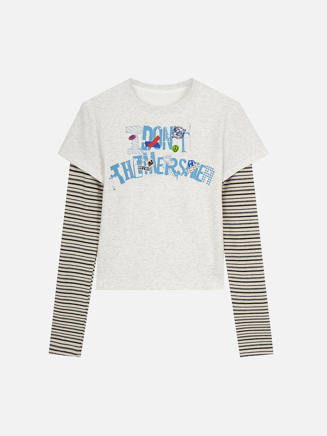 Retro Graphic Layered-Sleeve Boxy T-Shirt