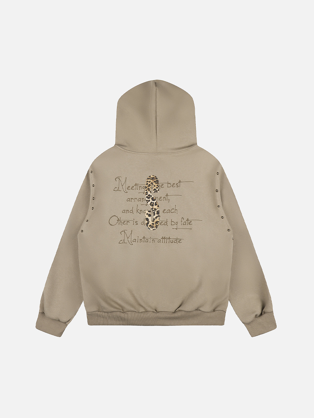 Leopard-Print Lettering Oversize Zip-Up Hoodie