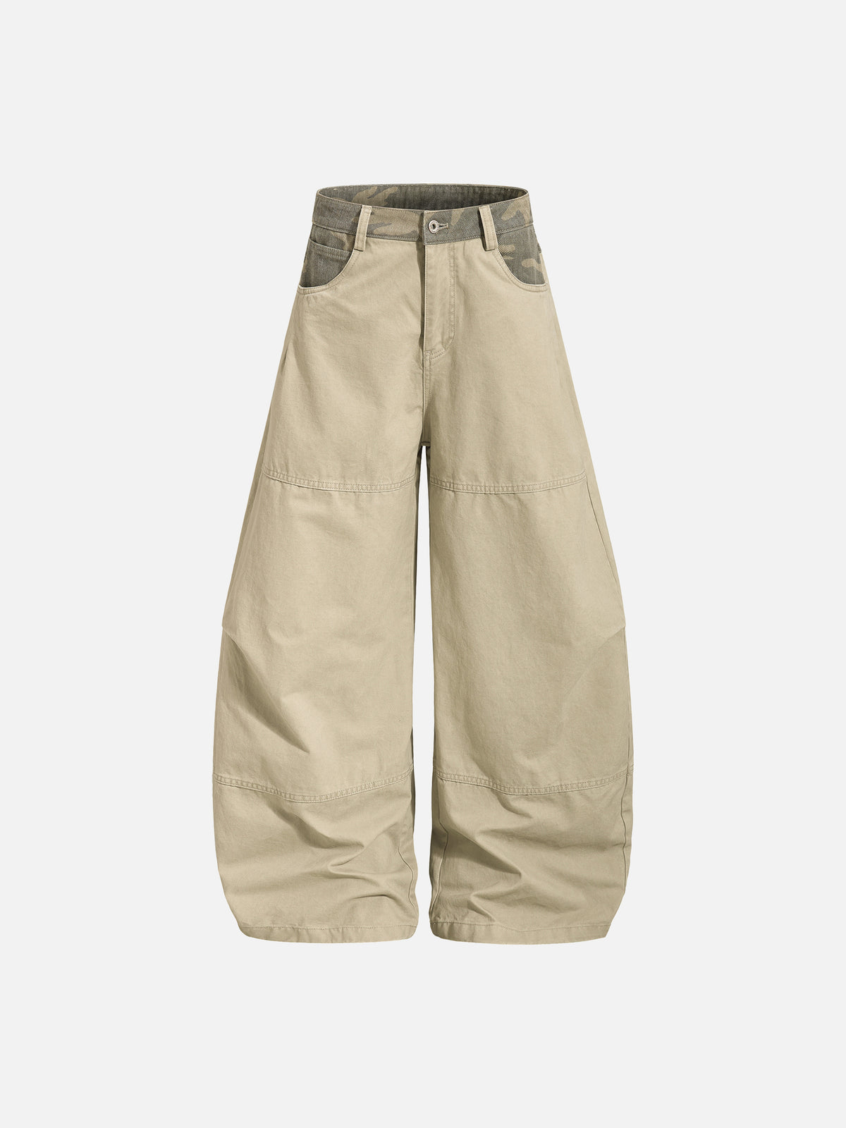 Camo-Paneled Cinch-Back Baggy Workwear Pants