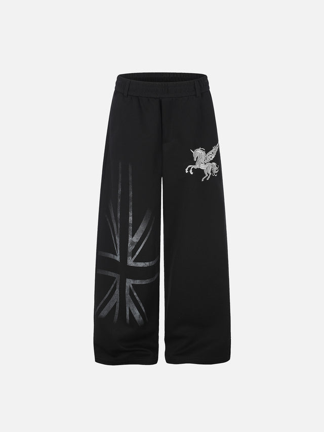 Pegasus-Embroidered Graphic Baggy Sweatpants