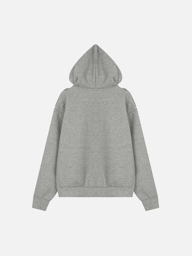 Military Frog-Braiding Epaulet Boxy Zip Hoodie