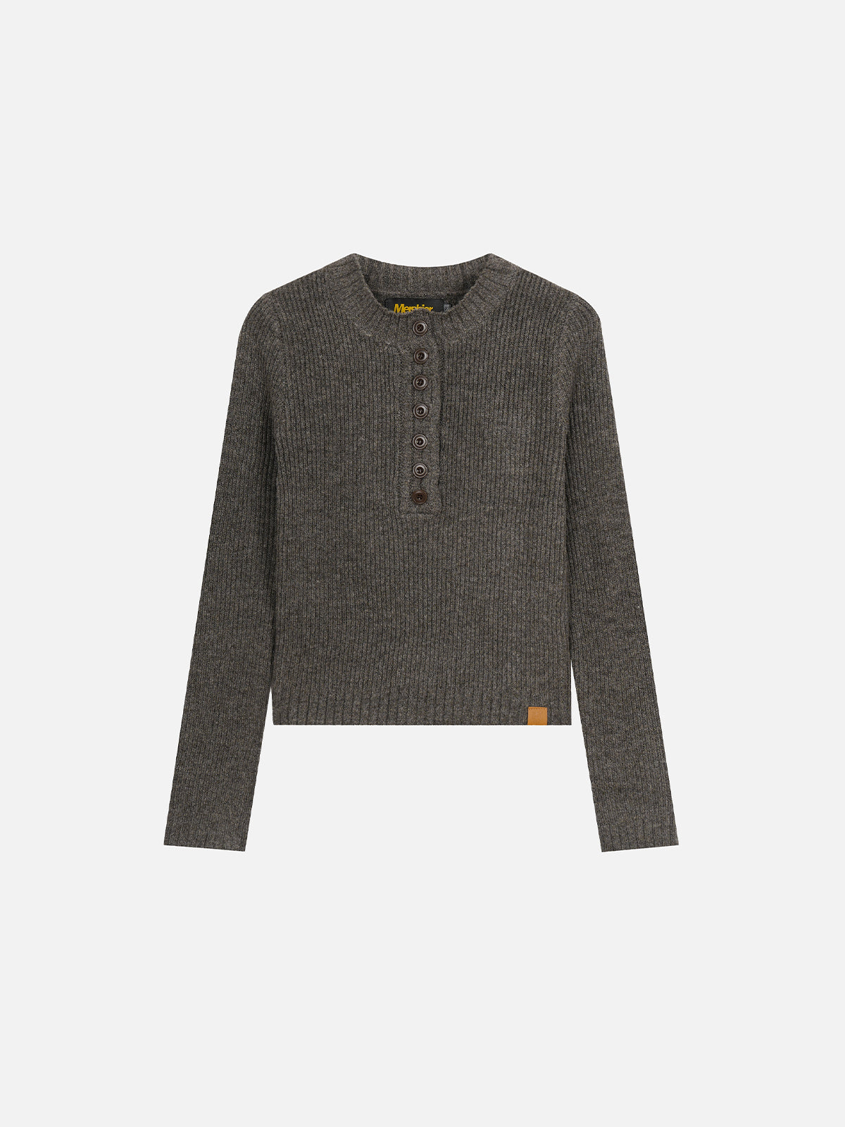 Rib-Knit Button-Front Henley Sweater