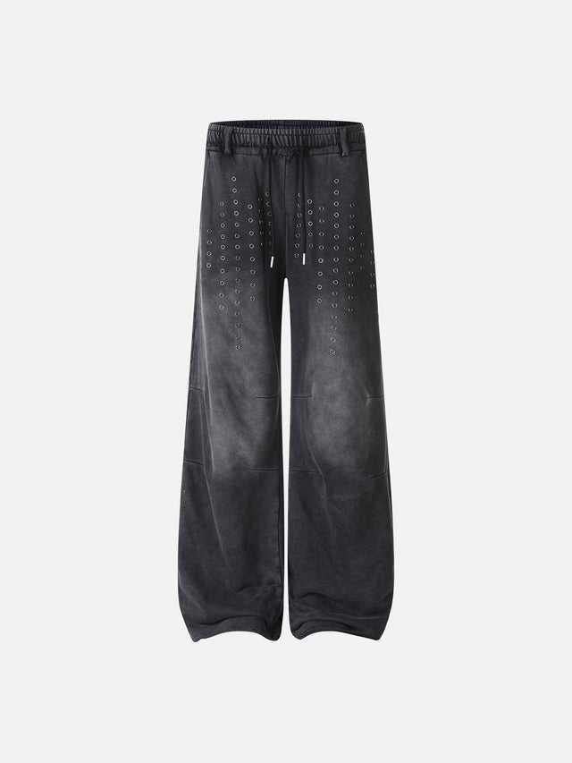 Eyelet Studded Washed Baggy Barrel Sweatpants