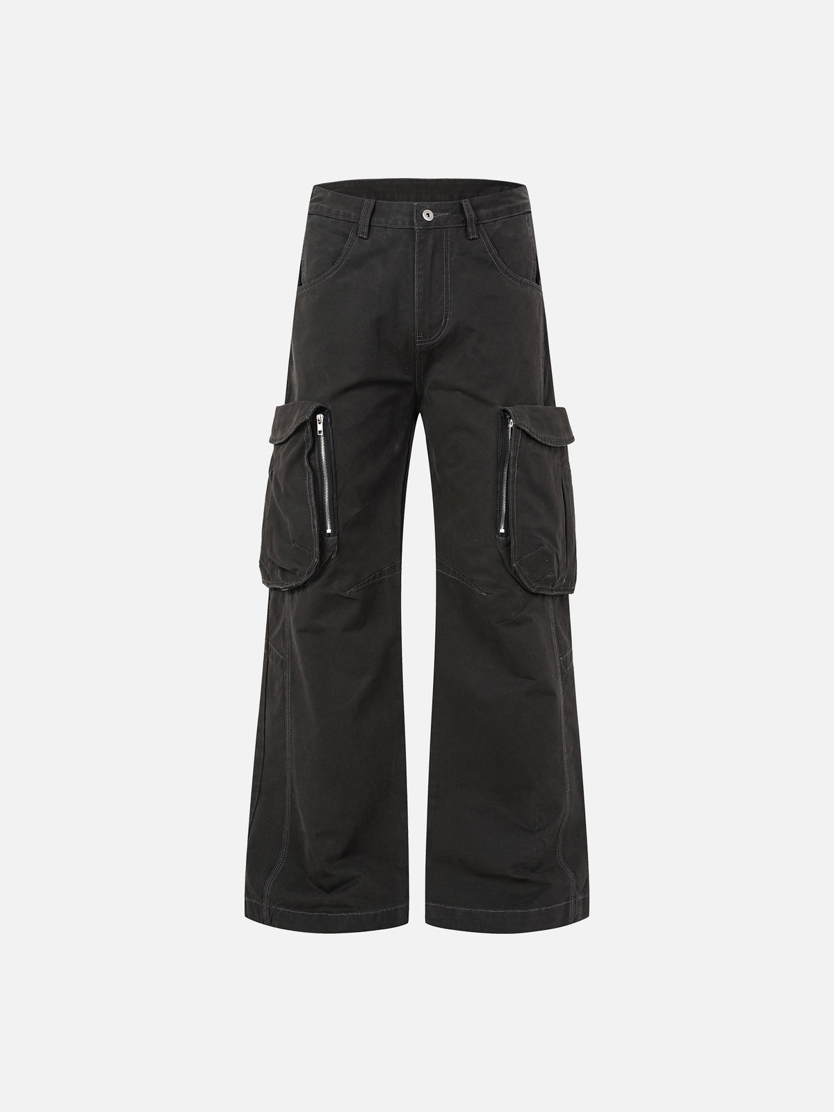 Multi-Pocket Zip-Bellows Baggy Barrel Cargo Pants