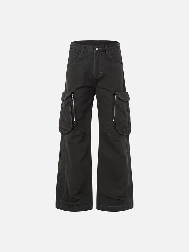 Multi-Pocket Zip-Bellows Baggy Barrel Cargo Pants