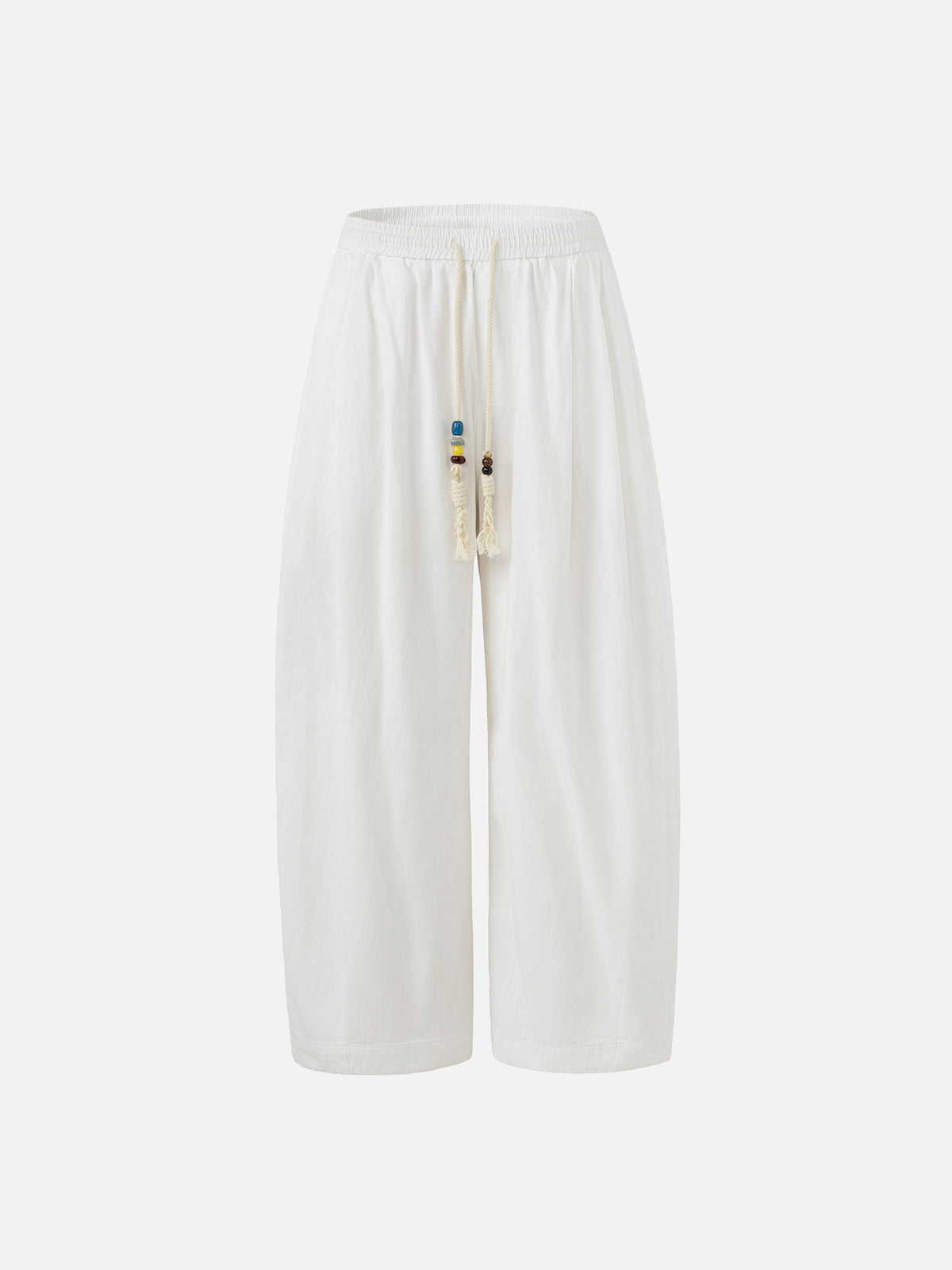 Beaded Drawstring Pleated Baggy Barrel Pants