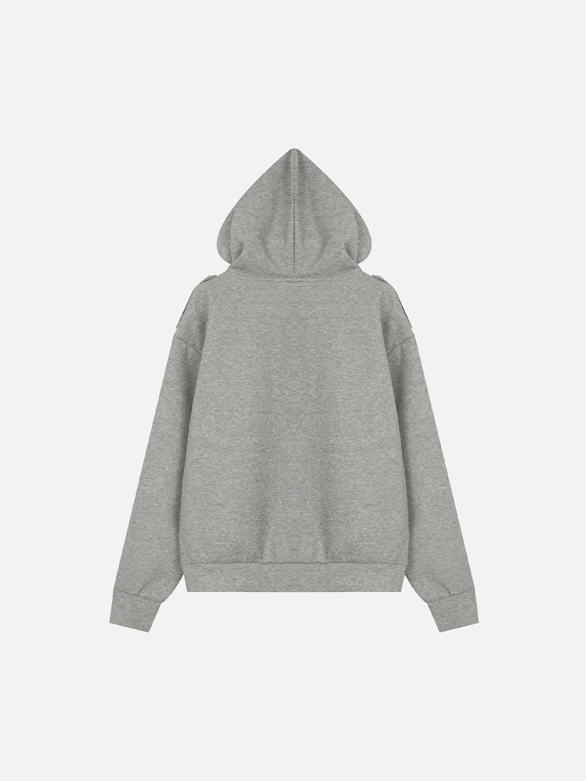 Military Frog-Braiding Epaulet Boxy Zip Hoodie