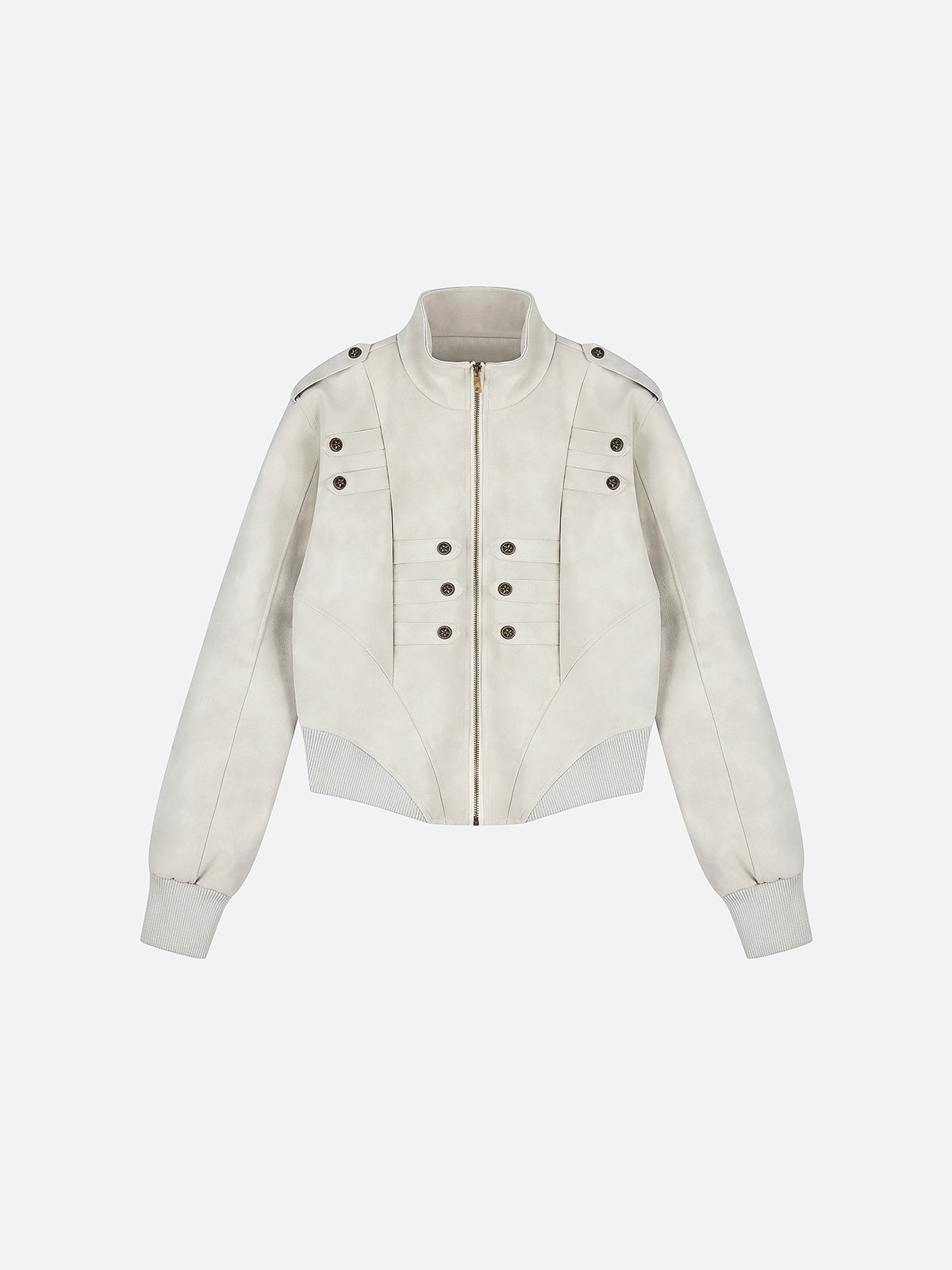 Metal Button-Embellished Boxy Jacket